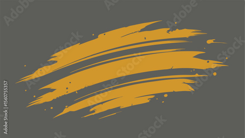 Abstract gold brush strokes on grey background with transparency for versatile design