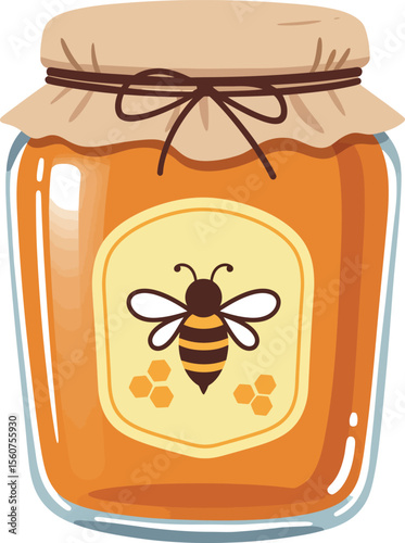 Jar of Golden Honey: Natural Sweetener & Bee Product