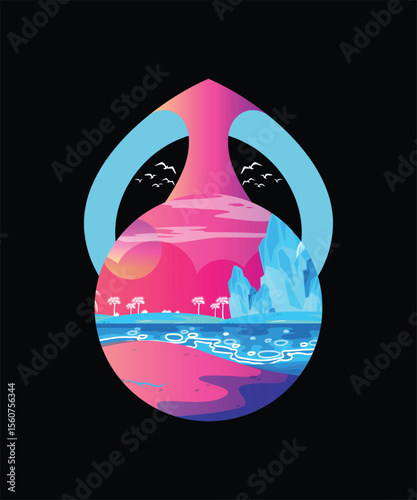Cosmic Coastline Design, EPS, VECTOR
