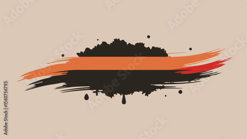 Abstract grunge design element with orange brush stroke and transparency for versatile use
