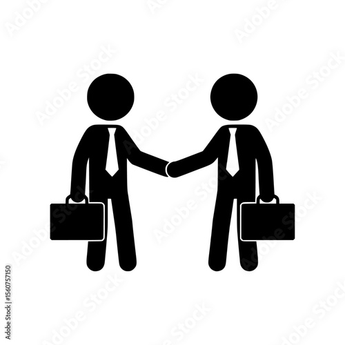 Business finance icon sticky man hand shaking