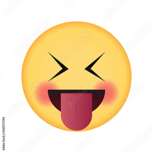 Blushing face emoji with tongue out and closed eyes