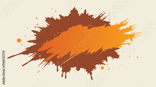 Abstract illustration of orange and brown splatter paint effects with transparency