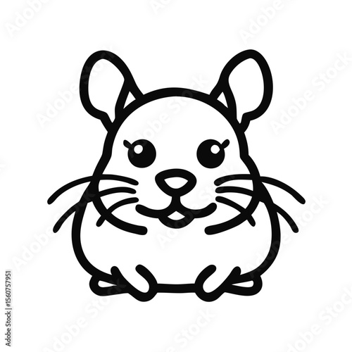 cute chinchilla character illustration in minimalist style with black outlines