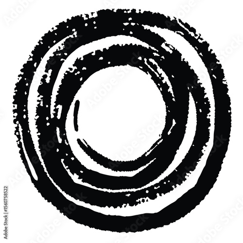 Abstract ink circle brush stroke design isolated on a white background transparency
