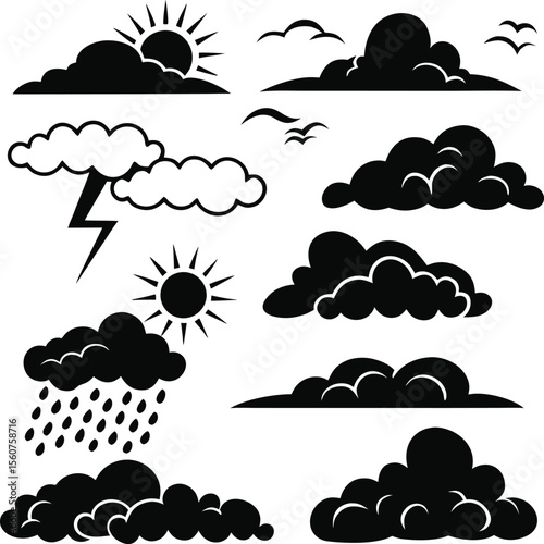 Black Cloud Shapes for Weather Design