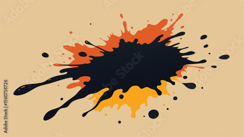 Abstract ink splatter design with transparency in modern color palette for versatile use