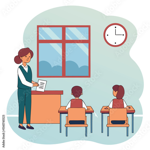 Young students learning in a classroom with a teacher during the back to school season