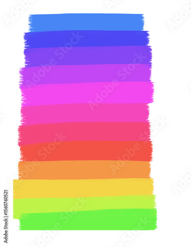 Bright rainbow gradient brush strokes on black background. Vibrant abstract paint texture for design, banners, and creative projects.