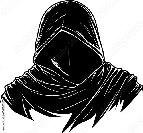silhouette of hooded grim reaper figure