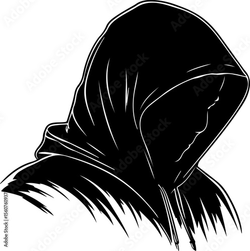 silhouette of hooded grim reaper figure