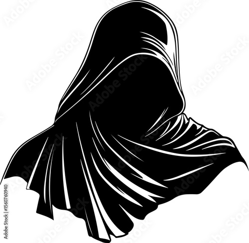 silhouette of hooded grim reaper figure