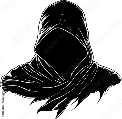 silhouette of hooded grim reaper figure