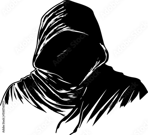 silhouette of hooded grim reaper figure