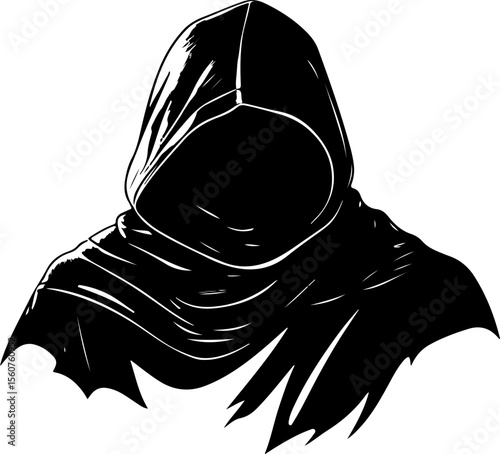 silhouette of hooded grim reaper figure