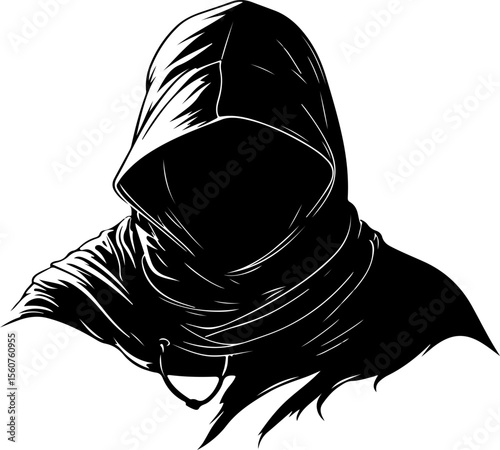silhouette of hooded grim reaper figure