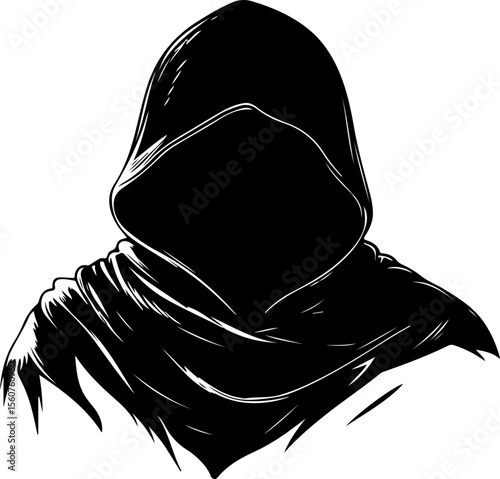 silhouette of hooded grim reaper figure
