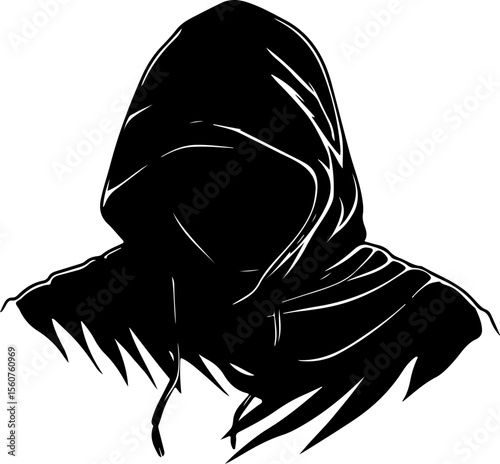 silhouette of hooded grim reaper figure