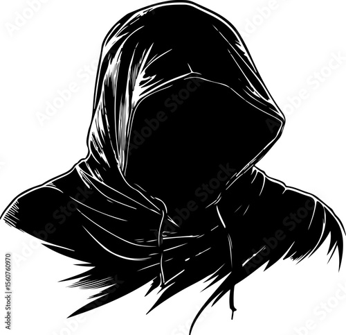 silhouette of hooded grim reaper figure
