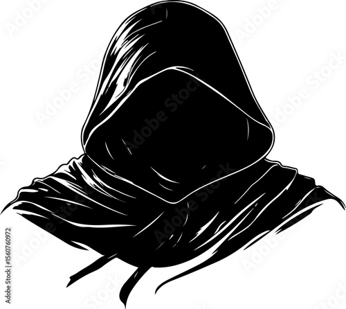silhouette of hooded grim reaper figure