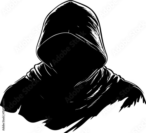 silhouette of hooded grim reaper figure
