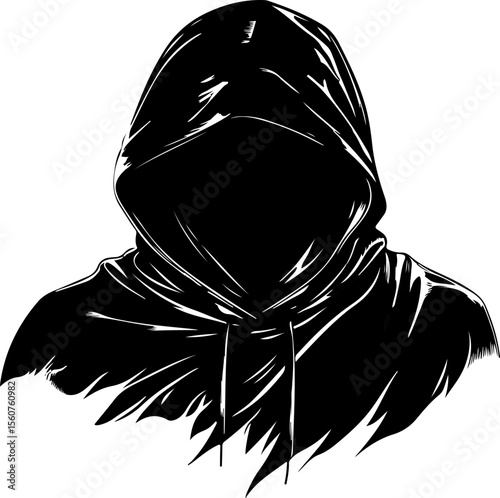 silhouette of hooded grim reaper figure