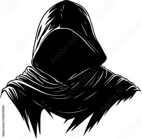 silhouette of hooded grim reaper figure