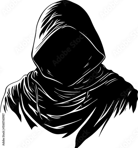 silhouette of hooded grim reaper figure