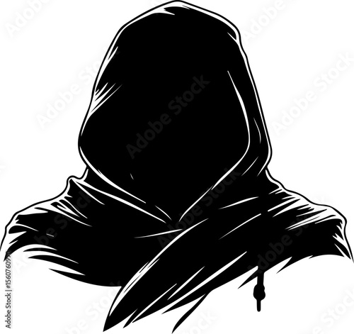 silhouette of hooded grim reaper figure