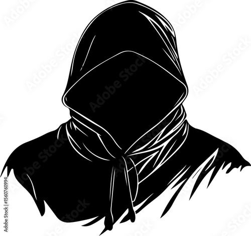 silhouette of hooded grim reaper figure