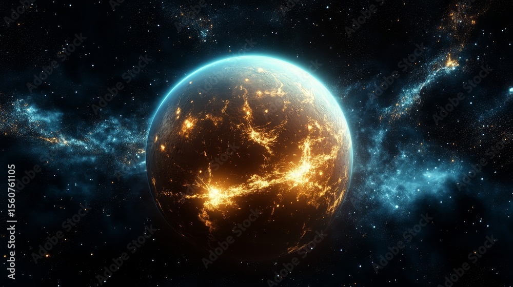 Fototapeta premium Vibrant Cosmic Explosion of Colorful Energy and Light in a Mystical Deep Space Galaxy Scene