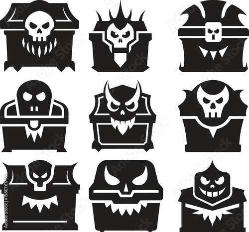 Spooky Treasure Chests with Skull Motifs