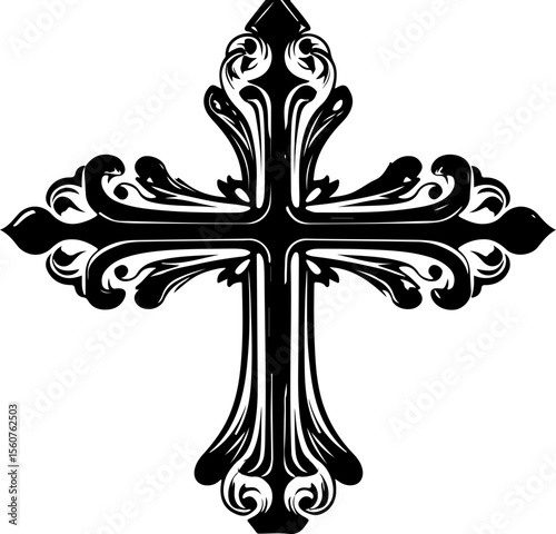 ornate christian cross floral decoration