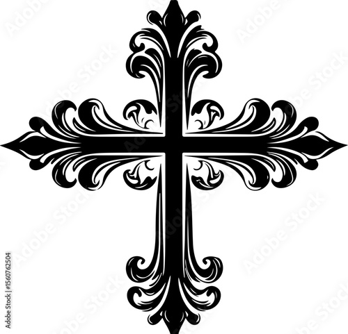 ornate christian cross floral decoration
