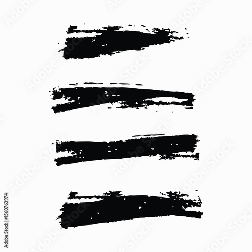 Artistic black ink brush strokes on a white background with transparent elements