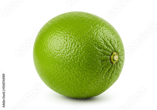 Vibrant Whole Green Lime on White Background - Fresh Citrus Fruit