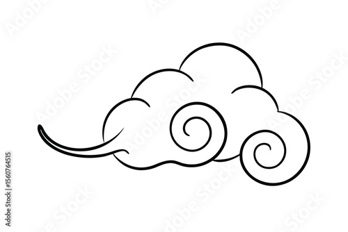 Swirling cloud outline black and white graphic