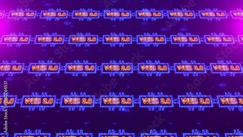 Futuristic Web 3.0 Neon Digital Circuitry Background Loop Animation, Web 3.0 Framework Futuristic Internet Concept,web 3.0