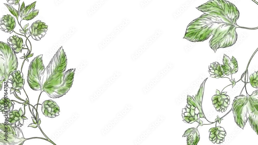 Animated video background featuring hop branches with cones and leaves, ideal for beer branding, brewing presentations, brewery ads, or botanical and floral themed motion designs. Floral, leaves.