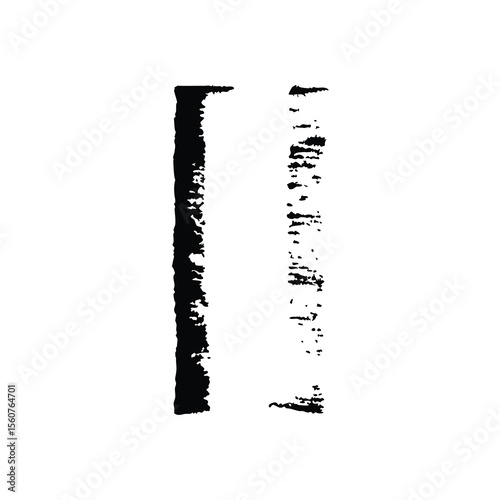 Artistic contrast illustration of two parallel vertical black brushstrokes on a white background