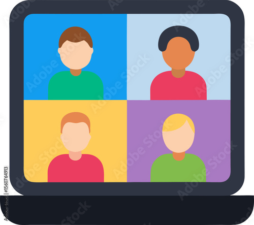 Online Meeting and Home Office Vector Icons
