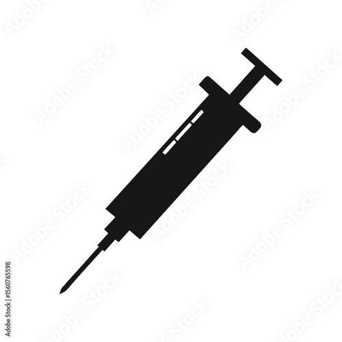 A medicine syringe silhouette vector art illustration