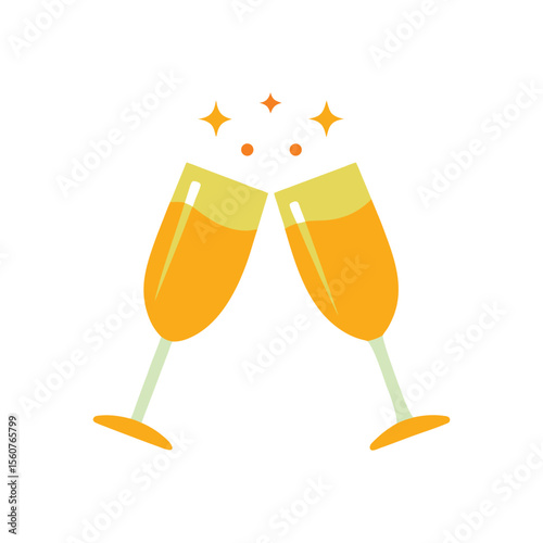 Cheers champagne glasses colorful vector illustration
