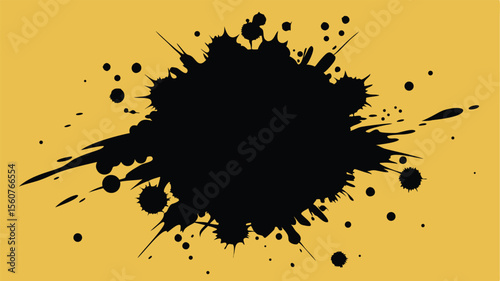 Black ink splash element vector isolated with transparency for various design purposes