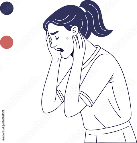 Distressed woman with hands covering her face conveying sadness despair or overwhelming emotion suitable for mental health or emotional support themes