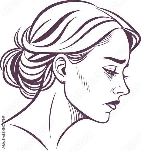 Upset woman with a distressed emotional expression conveying sadness frustration or disappointment suitable for illustrating mental health or personal struggles