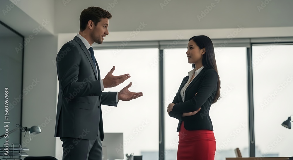 Fototapeta premium Business Professionals Discussing Strategy in Modern Office