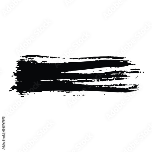 Bold black brush stroke texture on white background artistic graphic element