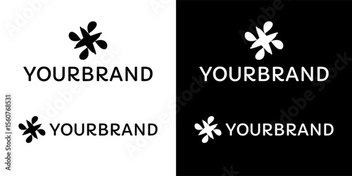 Modern vector logo with stylized floral symbol and name 
