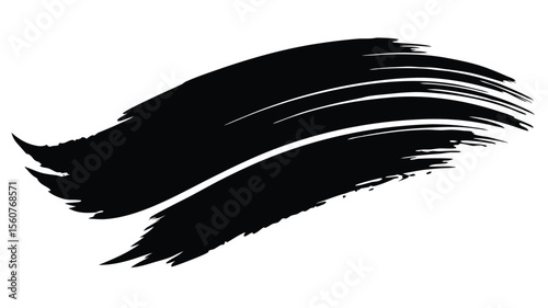 Bold black brushstroke design element with transparency ideal for creative design projects